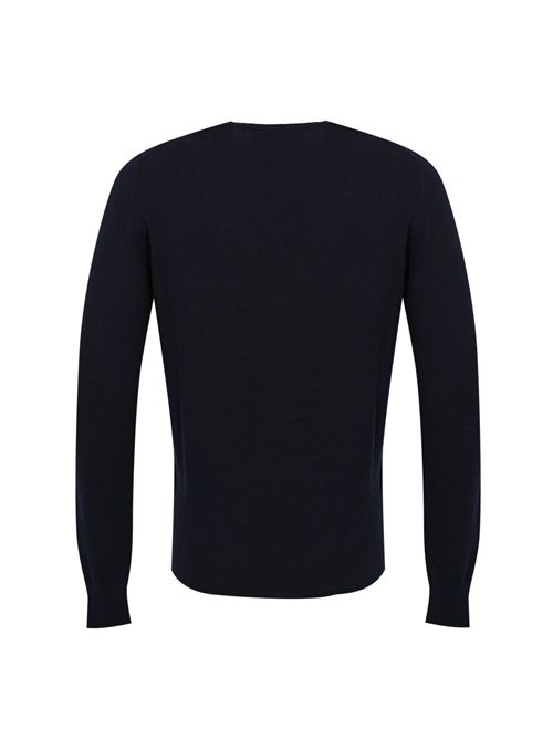 Maglia girocollo regular in lana Geelong Blu notte Alpha studio | AU-3100CU1001